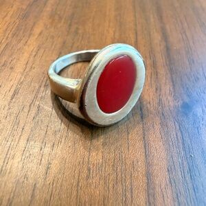Silver Ring with Red Stone
